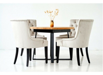 Design dining room table + 6 Chesterfield armchairs seating group chairs